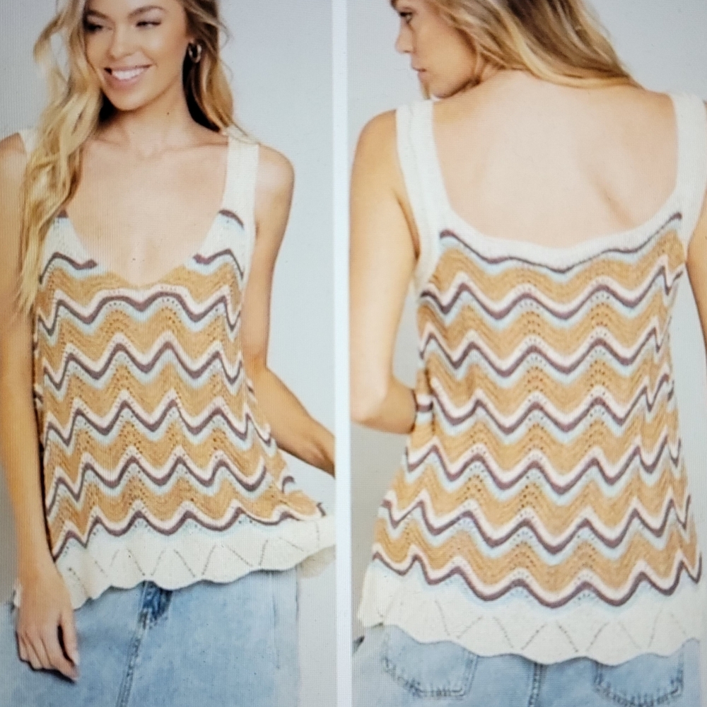 POL Women's Sleeveless Knitted Sweater Tank. Size M